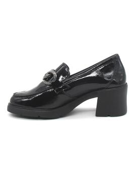 Mocasín 24 HRS 26281  negro charol para mujer