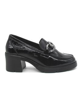 Mocasín 24 HRS 26281  negro charol para mujer